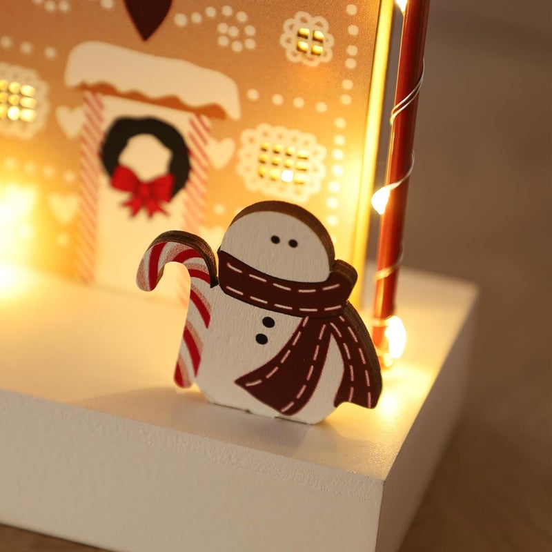 Ridota Christmas Tabletop Decoration, Wooden Lighted Decorations, Battery Operated Christmas Indoor Table Decorations (Candy Cane Lane & Giftbox) - Image 5